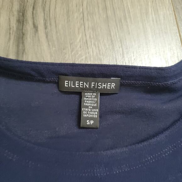 Eileen Fisher Dress Tunic Small Navy Blue Minimalist Knit Casual Layer Travel - Picture 3 of 8